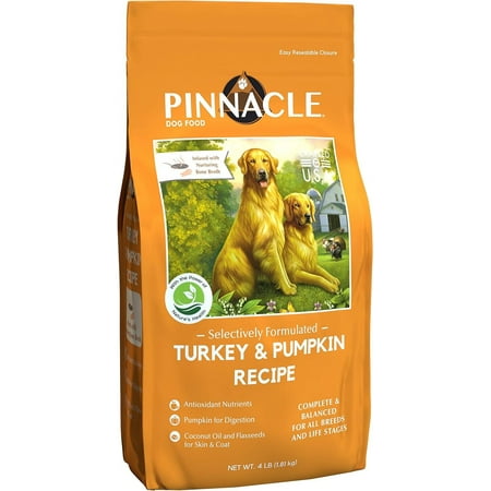 Pinnacle Pet Selectively Formulated Dry Dog Food, Turkey & Pumpkin, 1 Each/4 lb