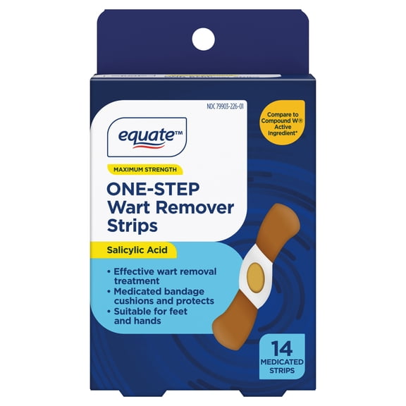 Equate Maximum Strength One-Step Wart Remover Strips, 14 Count