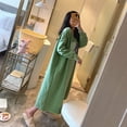 thumbnail image 5 of comerut Women Dress Warm Breathable O Neck Long Sleeve Loose Knee Length Pajamas for Winter, 5 of 8
