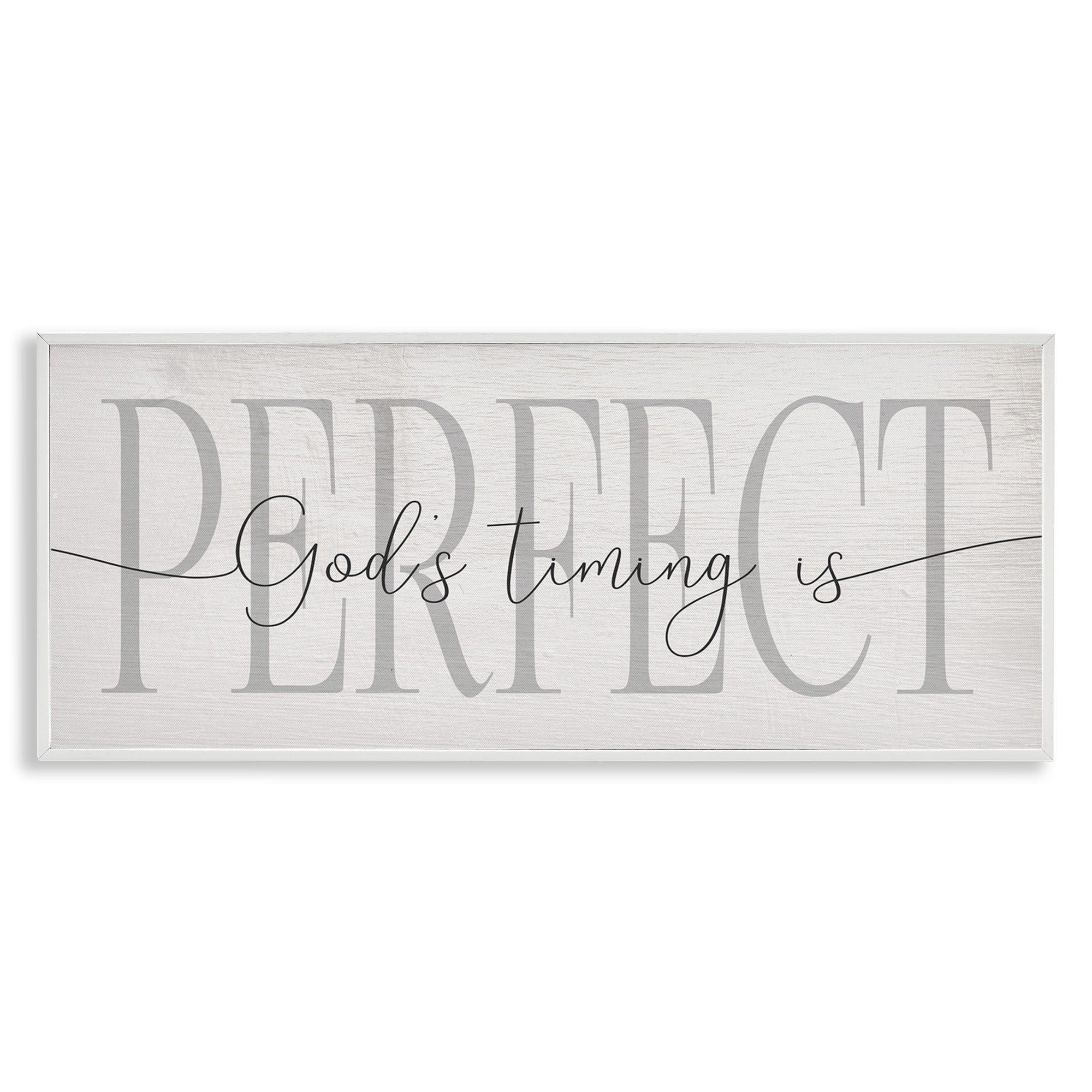 Stupell Industries God's Timing is Perfect Phrase Farmhouse Pattern, 24 x 10, Design by Daphne Polselli