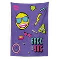 thumbnail image 3 of Ambesonne Emoji Tablecloth Rectangular Table Cover, Vintage Pop Art Back to 90s, 60"x84", Blue Violet and Multicolor, 3 of 4