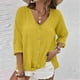 thumbnail image 1 of Ailaofu Women's V Neck Summer Tops Casual Henley Button Down T Shirts, 1 of 5