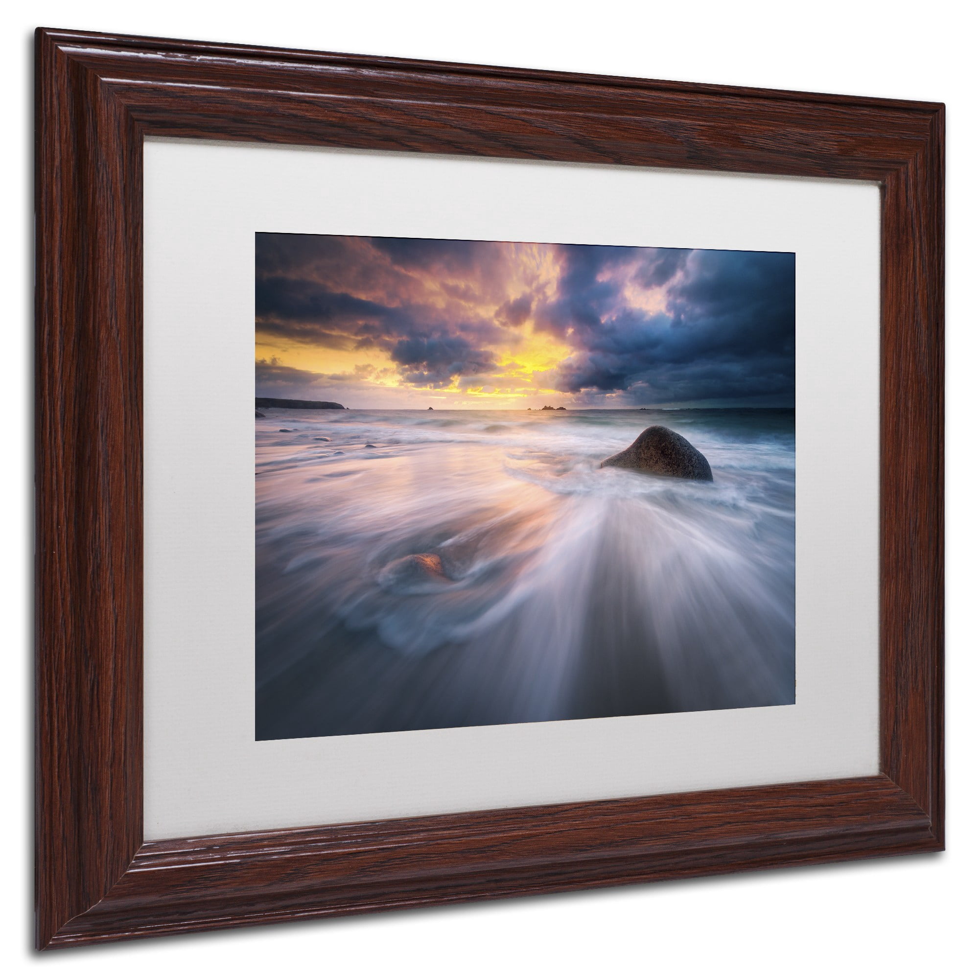 Trademark Fine Art "Ocean Painting" Canvas Art by Mathieu Rivrin, White Matte, Wood Frame