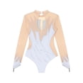 thumbnail image 6 of YONGHS Womens Rhinestone Gymnastics Leotard Long Sleeves Bodysuit Ballet Figure Skating Dancewear White XL, 6 of 7