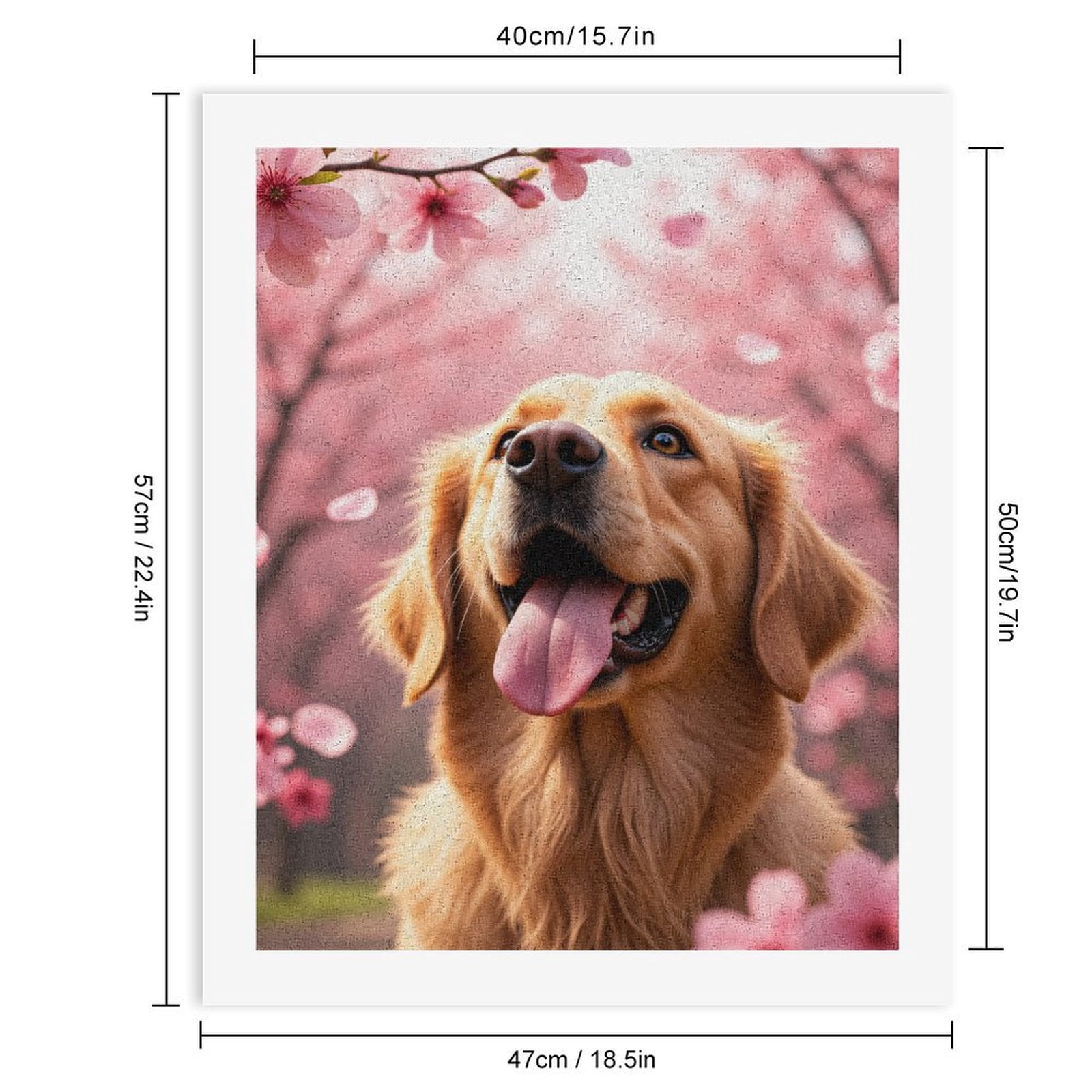 Paint By Numbers Kit for Adults Beginner - DIY Golden Retriever Cherry Blossoms Canvas Painting Kits for Adults, Frameless Paint By Number for Adults for Home Wall Decor 16x20 Inch