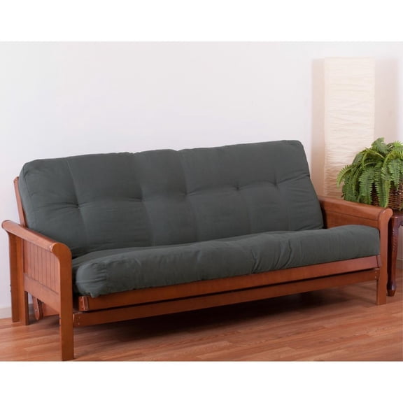 Blazing Needles Renewal 8" Full Medium Firm Twill Foam Core Futon Mattress in Steel Grey