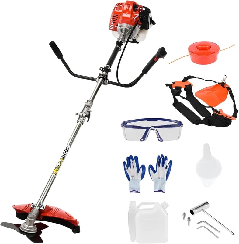 52cc Weed Wacker Gas Powe, 3 in 1 String Trimmer/Edger with Brush Cutter,Rubber Handle & Shoulder Strap Included, Gas Weed Wacker, String Trimmer/Edger with Brush Cutter for Grass Cutting Lawn