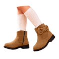 thumbnail image 3 of Xijirk Girls Suede Ankle Boots with Side Zipper and 3D Bow for Fall Outfits and Daily Wear,3-3.5 Years, 3 of 9