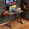 thumbnail image 7 of YRLLENSDAN 47 inch Gamaing Desk Z Shaped Gaming Workstation Ergonomic Gaming Table PC Computer Desk with Headphone Hook, Red, 7 of 7