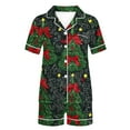 thumbnail image 5 of Ruimatai Women Christmas Print Pajama Set Short Sleeve Button Down Top with Shorts Soft Polyester Casual Loungewear Homewear, 5 of 5