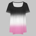 thumbnail image 4 of JURANMO Prime Today Oversized Tops for Women Loose Fit Front Pleated Tunic Blouses Trendy Gradient Print Tshirts Casual Square Neck Short Sleeve Cotton Tees Shirt Pink XXXL, 4 of 6