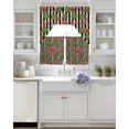 thumbnail image 3 of Red Green Watermelon Swag Kitchen Curtains Sets for Windows 24 Inch Length, Botanical Black White Stripe Vintage Short Window Curtain Panels Swags Valances and Tiers 3 Piece Set for Cafe/Dining Room, 3 of 5