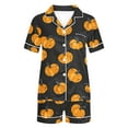 thumbnail image 5 of Kilaqueen Spooky Plus Size Pajamas for Women Set Casual Soft Comfy Fall Pajamas Halloween Pajamas Button Down Shirts with Bottoms 2 Piece Pjs Sets, 5 of 6