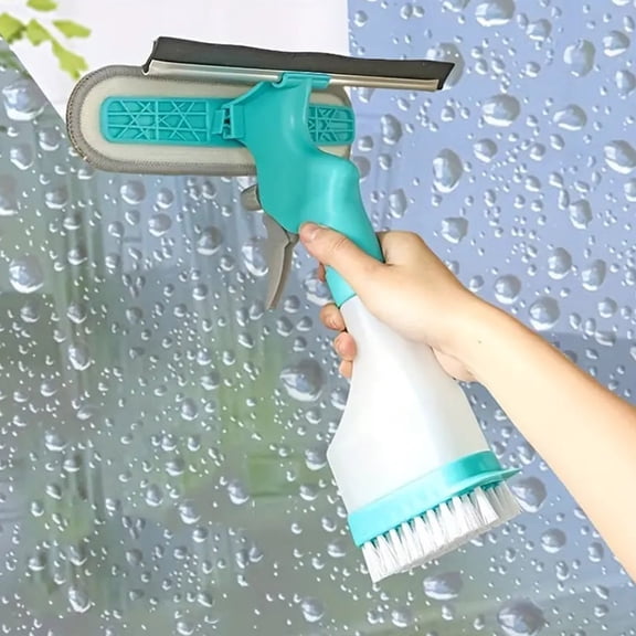 YMARPT 4 in 1 Glass Cleaner Scraper, 4 in 1 Microfiber Window Squeegee with Water Spray Bottle, Double-Sided Window Cleaning Scraper, Window Cleaner Tool for Home Glass/Car Window Cleaning