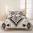 thumbnail image 3 of Full Quilt Set 78''x90'', Boho Black Brown Lightweight Bedspread Coverlet Set with 2 Pillow Shams, Geometric Southwestern Ethnic Vintage Breathable All Season Quilt Bedding for Bedroom/Guest Room, 3 of 9