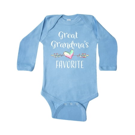 

Inktastic Great Grandmas Favorite- Heart Great Grandchild Gift Baby Boy or Baby Girl Long Sleeve Bodysuit
