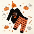 thumbnail image 2 of UAYOTSE Baby Boys Halloween Pumpkin Stripe Outfit Bodysuit Pants Hat Infant Festival Daily Wear Size 3-6 Months, 2 of 8