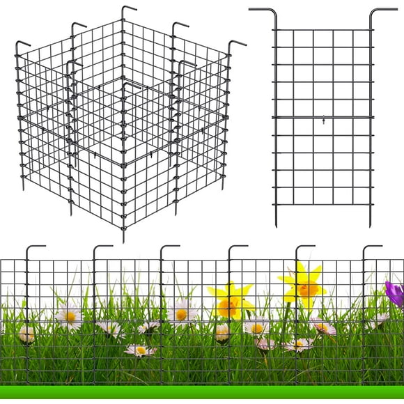 Barrière 16 Panneaux Bordure de Jardin en Métal Clôture Pliante Chenil pour Chien Cage Extérieure
