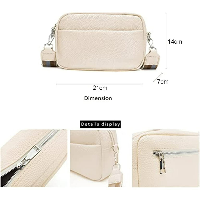 Small Crossbody Bag with Wide Guitar Strap, Thick Strap Camera Cross Body  Bag Leather Shoulder Purse for Women with 2 Strap