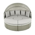 thumbnail image 5 of Harper & Bright Designs Outdoor Rattan Round Sunbed with Retractable Canopy, Patio Outdoor Round Daybed Sectional Sofa Set, Two-Tone Weave Sunbed with Separate Seating and Removable Cushion, Gray, 5 of 20