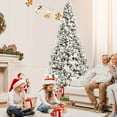 thumbnail image 3 of Costway 8ft Snow Flocked Hinged Christmas Tree w/ Berries & Poinsettia Flowers, 3 of 9