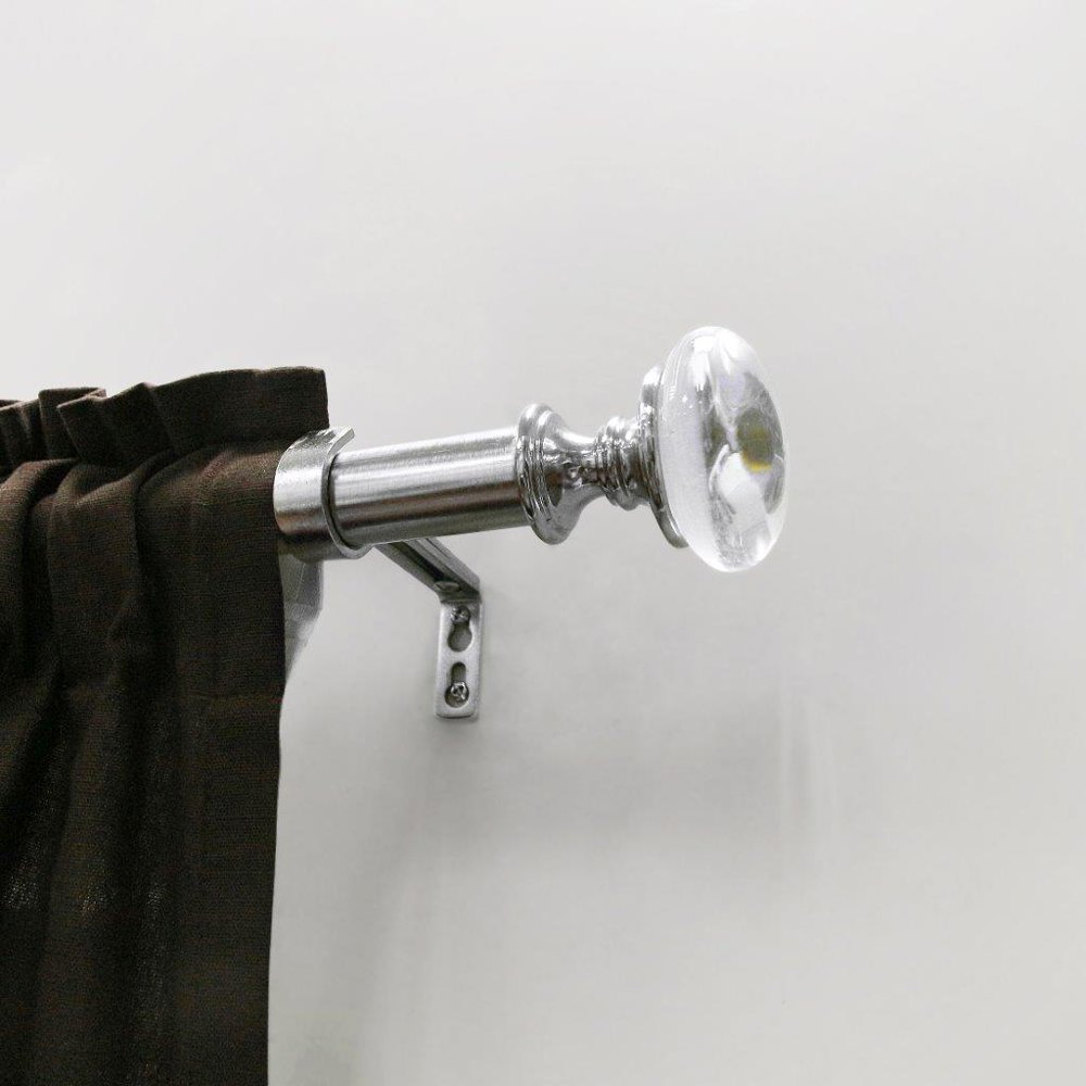 Lumi Adjustable 3/4 " Curtain Rod and Brushed Nickel Crystal Knob