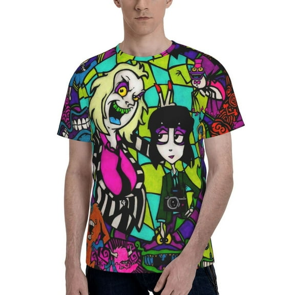 Beetlejuice Men's T Shirts Cartoon Graphic Short Sleeve Tees Novelty Casual Unisex Adults Tee Shirt Tops