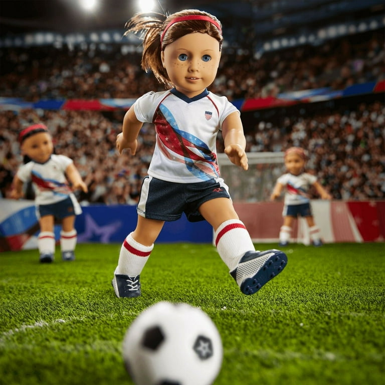 American girl sales doll soccer set