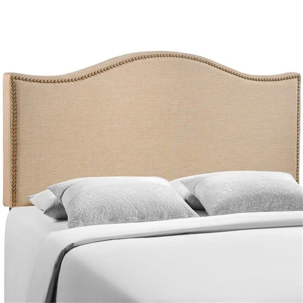 NewTitle: Pemberley Row Linen Cafe Upholstered Queen Panel Headboard Rectangular Nailhead Trim 51.5" x 62.5" x 3.5"