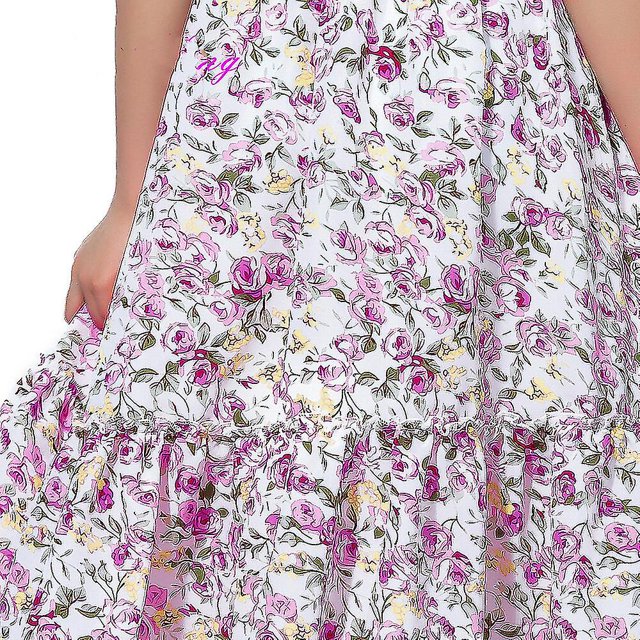 Vestidos bohemios para ni?as Vestido de playa sin mangas floral LingWen 8390615986830