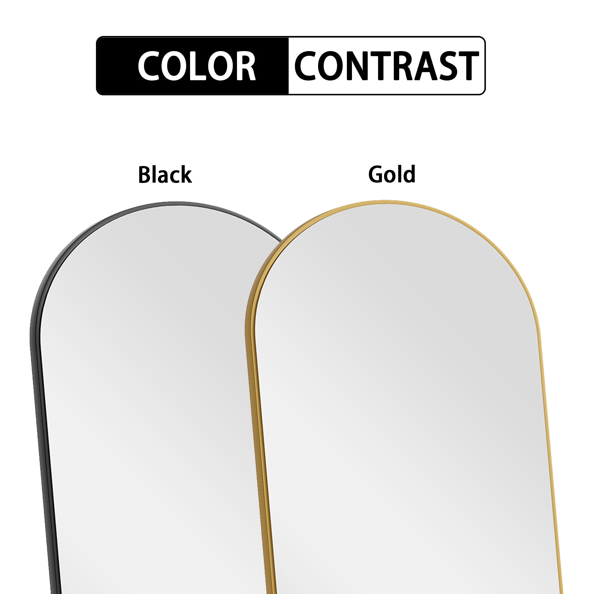 MAYEERTY 57×20 Inch Arched Freestanding Full Length Mirror, Aluminum Frame Wall-Mounted Option Decor Mirror for Bedroom