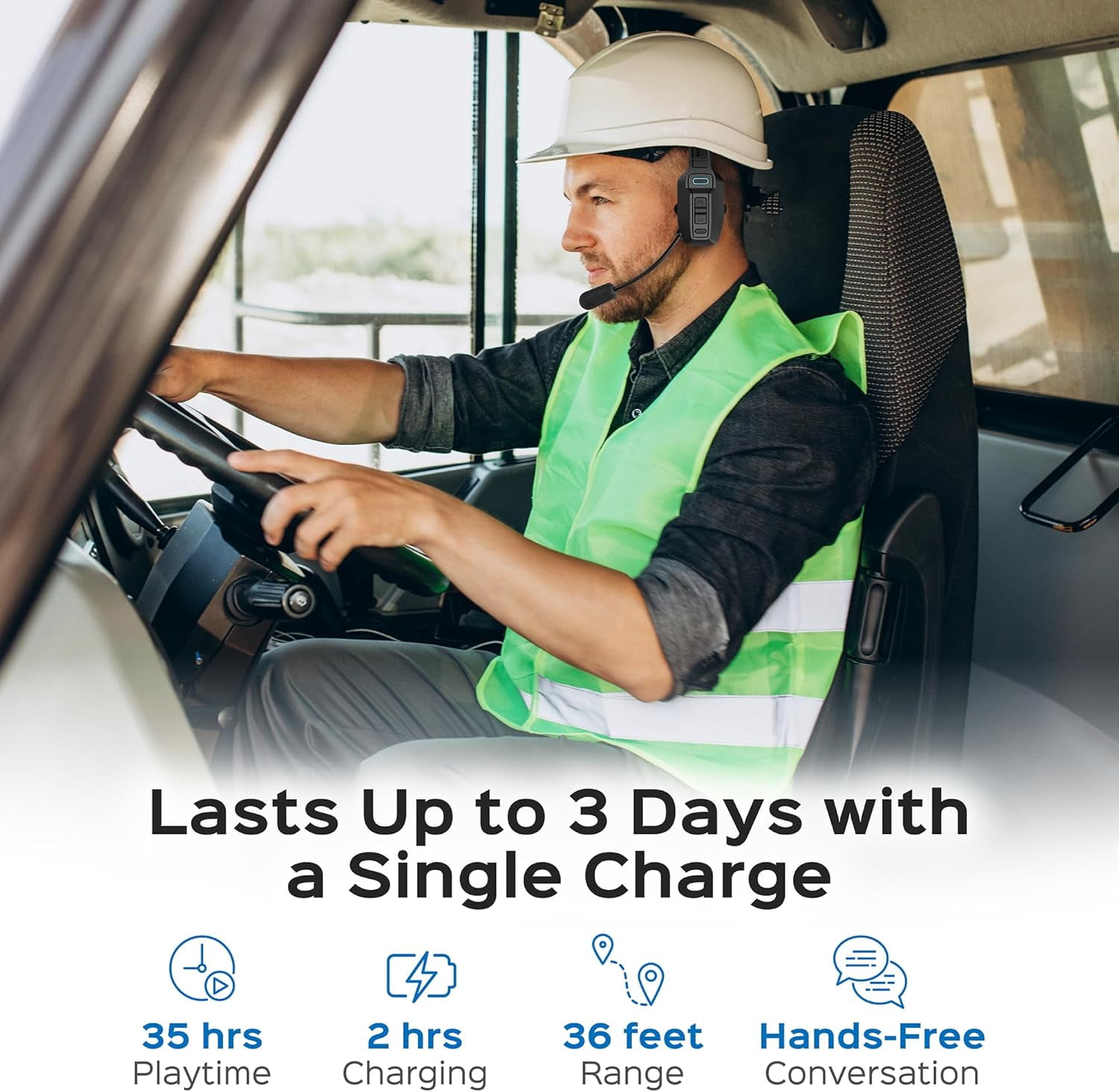Philips Bluetooth Trucker Headset, Wireless Mono Headset with Noise-Cancelling Mic & Mute Button