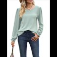 thumbnail image 3 of Camisas de Larga para Mujer, Cuello Redondo, Túnicas Informales Holgadas, Blusas Elegantes para el Trabajo, Ropa de Moda de Otoño 2025 Judías M, 3 of 10