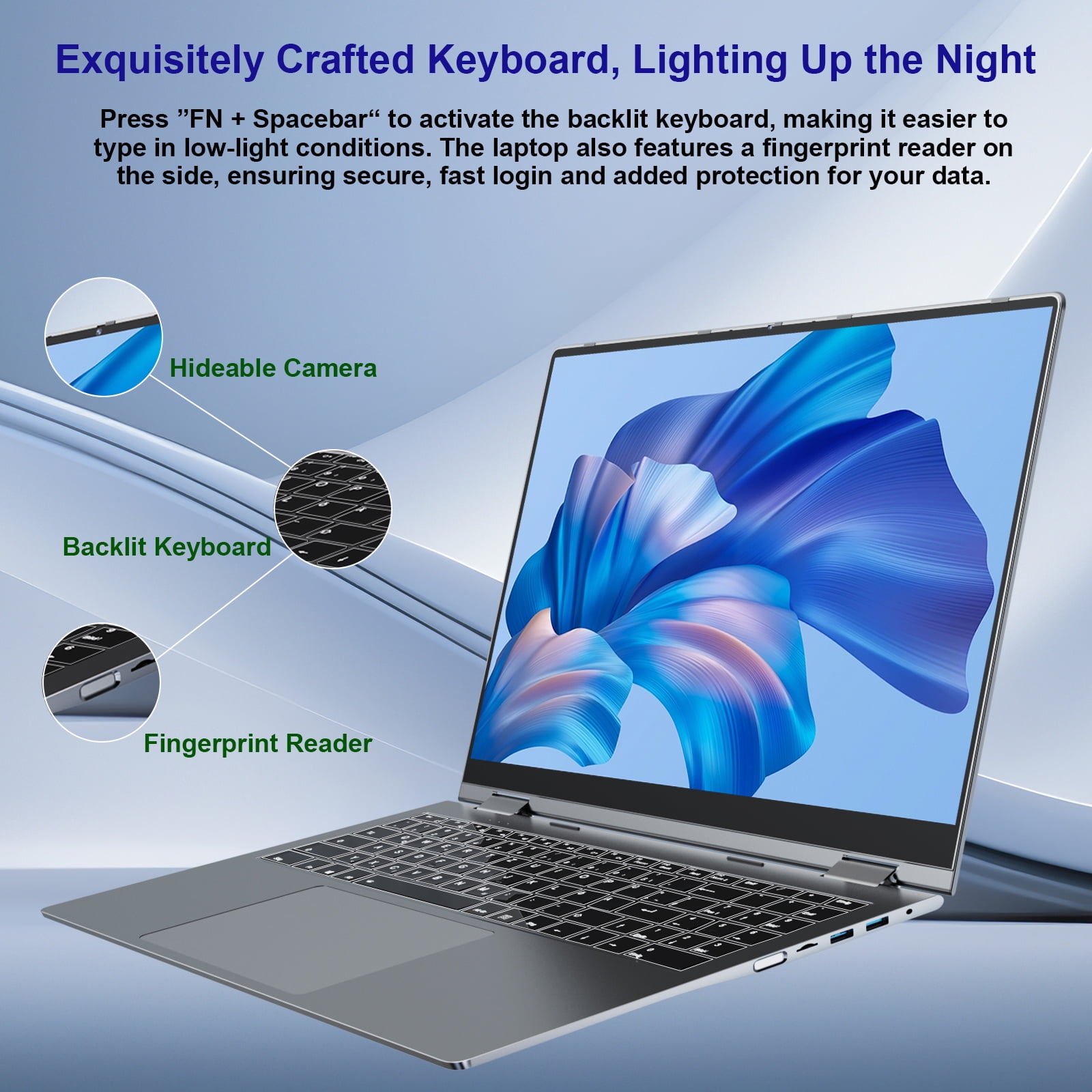 Jumper 16in 2 in 1 Laptop Touchscreen Windows 11, 16GB DDR4 640GB ROM Laptops Convertible Tablet Computer, 4-Core Intel Celeron Processor, 360° Flip, 1yr Office 365 Free