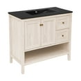 thumbnail image 3 of Château 36" Freestanding Bathroom Vanity in White Oak with Black Sink Top, 3 of 5