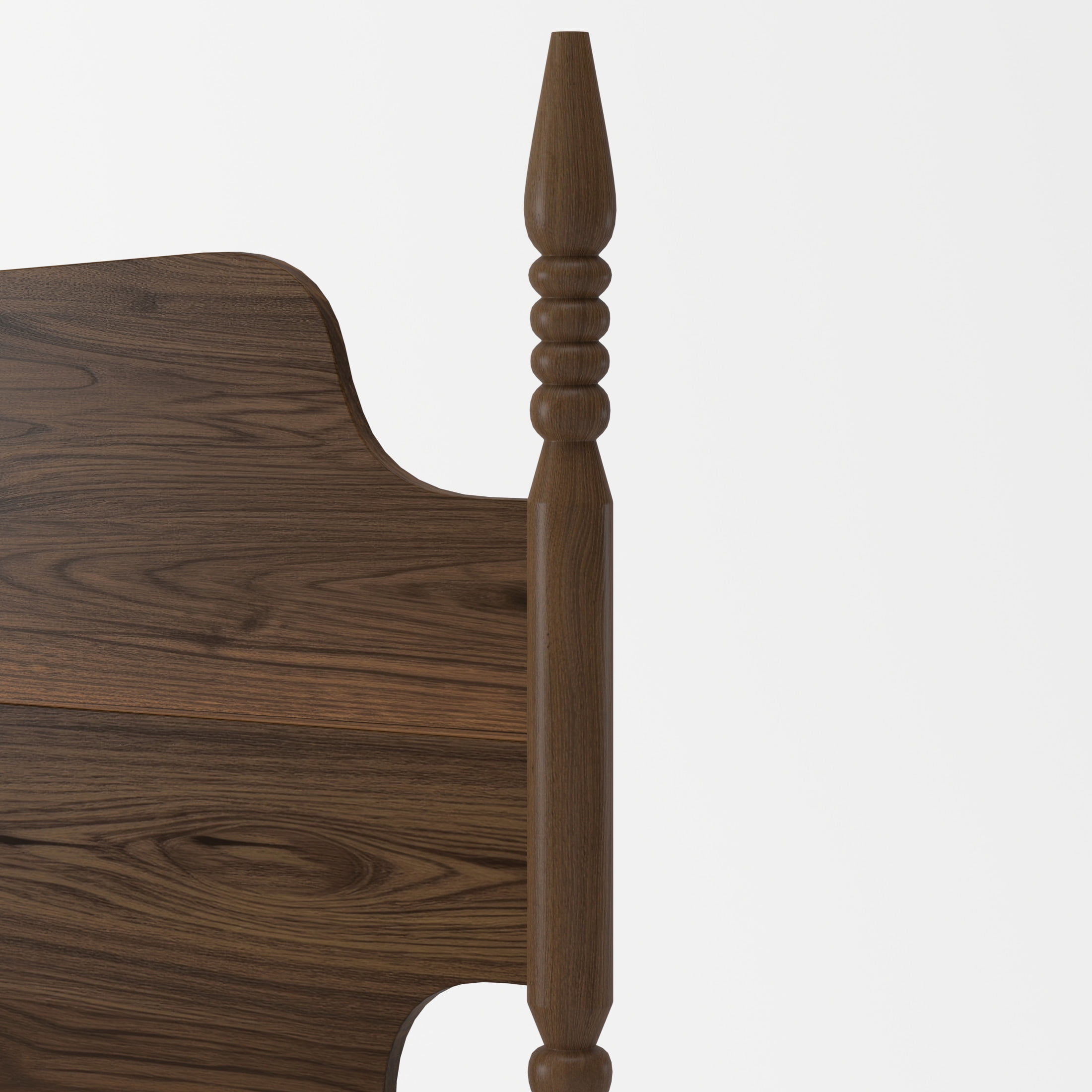 GDF Studio Queen Size Platform Bed with Tall Curved Headboard and Spindle Design, Walnut