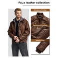 thumbnail image 4 of Wantdo Men's Faux Leather Coat with Hood Winter Motorcycle Jacket Brown(Thick)Size L, 4 of 7