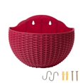 thumbnail image 1 of Red Wall Planter Wall-Mounted Planter Semi-Circular Fence Planter, 1 of 5