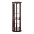 thumbnail image 5 of DEALTOPS Vintage Corner Curio Cabinet with Light Bulb, Lighted Glass Display Cabinet with Adjustable Shelves, Cherry, 5 of 9