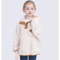 thumbnail image 5 of Kids Fleece Sweatshirt Soft Warm Color Block Half-Button Top Stand Collar for Boys&Girls Cozy Winter Layering Piece,White,140, 5 of 10