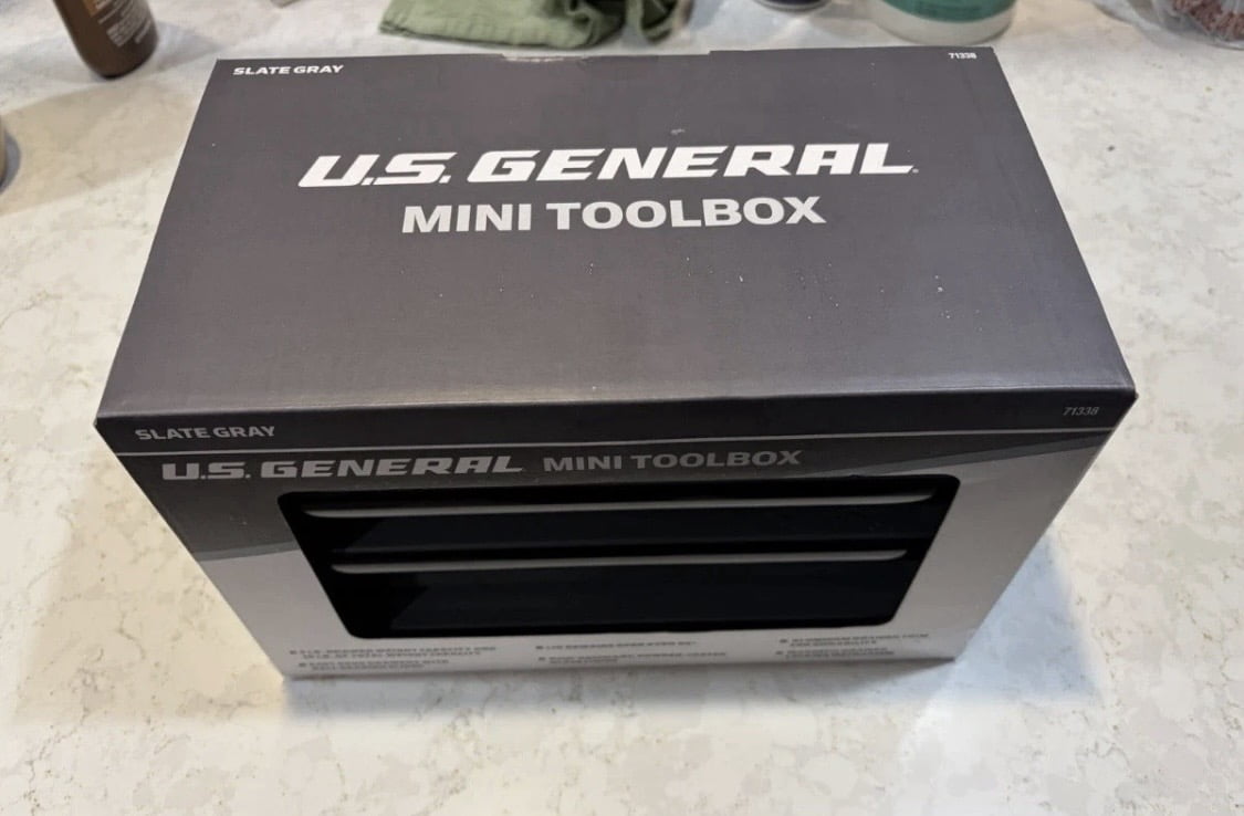 U.S. GENERAL Mini Steel Toolbox, Slate Gray