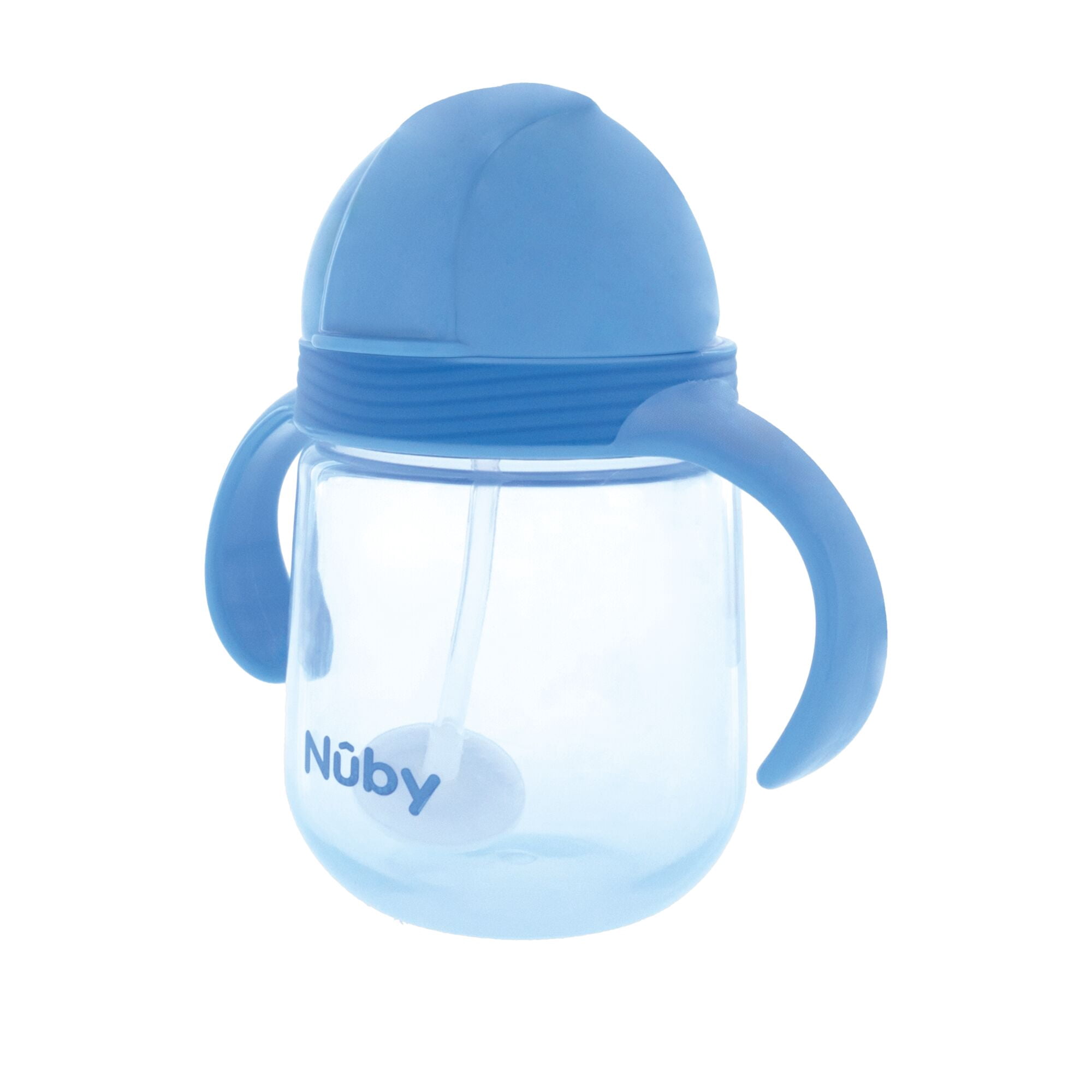 Nuby's Clik-It 2-Handle Silicone Trainer Cup with Weighted Straw for Toddlers, ages 12 months+, Blue/Green, 2 Pack