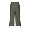 thumbnail image 7 of Nestiefly Cotton Linen Capri Pants for Women Petite Summer Pedal Capris 2026 Elastic High Waist Wide Leg Crop Trouser with Pockets Army Green 2XL, 7 of 7