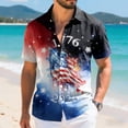 thumbnail image 4 of UngA USA 250th Anniversary Shirt, Men's 4th of July Shirt American Flag Button Up Tshirts Hawaiian Short Sleeve Party Shirt (Dark Blue,S), 4 of 6