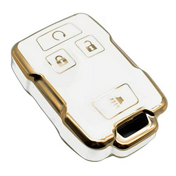 FEYOUN Key Fob cover compatible with chevy chevrolet colorado Silverado Silverado Suburban Tahoe gMc canyon Sierra 1500 2500 3500 HD TPU Remote Keyless Key Fob case Protection Shell Accessories, White