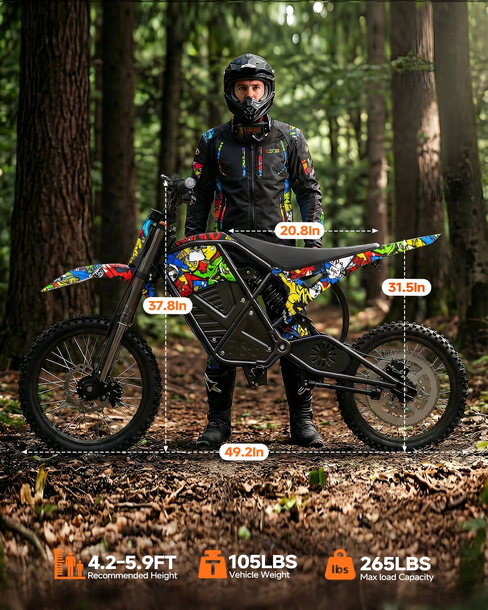 QNUT Electric Dirt Bike for Teens Adults, 3000W 38MPH Electric-Motorcycle Fat Tire with 48V 21Ah Battery E Dirt Bike 200Nm Dual Hydraulic Brakes Full Suspension Off-Road Ebike for 13+ UL2849 Listed