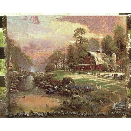 - Manual Woodworkers & Weavers Sunset at Riverbend Farm Tapestry Cotton Throw