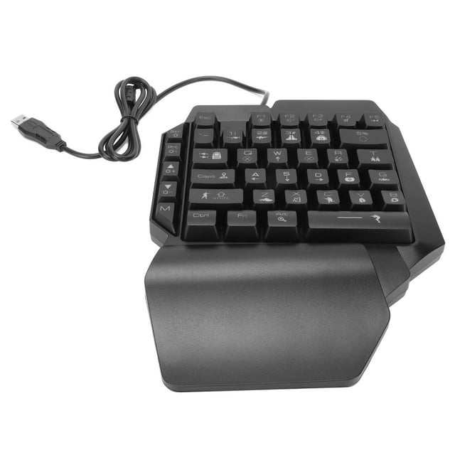 Teclado para juegos con una mano, diseño ergonómico USB, retroiluminado RGB, medio teclado Plug and Play para juegos de ordenador
