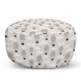 thumbnail image 1 of Cartoon Pouf Cover with Zipper, Cheerful Hot Air Balloons Floating on Cloudy Sky, Soft Decorative Fabric Unstuffed Case, 30" W X 17.3" L, Pale Grey Champagne, by Ambesonne, 1 of 5