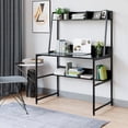 thumbnail image 5 of Computer Desk, 100 x 57.5 cm Heavy Duty Writing Desk with Hutch and Bookshelf, Space Saving Design for Home, Office, Small Spaces, 5 of 5